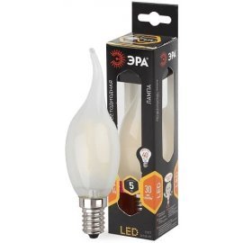 Лампа светодиодная F-LED Свеча на ветру матовая BXS-5W-827-E14 frost ЭРА