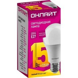 Лампа светодиодная ОНЛАЙТ OLL-A60-15-230-4K-E27