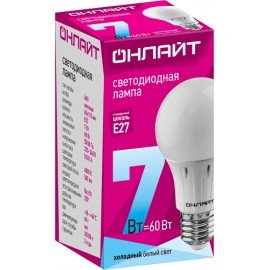Лампа светодиодная ОНЛАЙТ OLL-A60-7-230-4K-E27