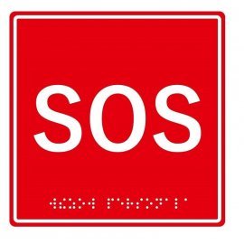 MP-010R1 Табличка тактильная с пиктограммой "SOS" (150x150мм) красный фон MP-010R1 Hostcall