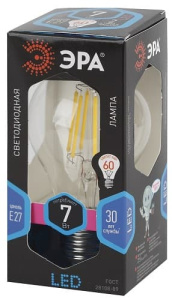 Лампа светодиодная F-LED Груша A60-7W-840-E27 ЭРА