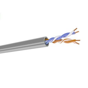 Кабель кат. 5е, 2 пары U/UTP, жила 0,51 (+/- 0,01), PVC нг(А)-LS, серый, коробка 500м