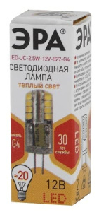 Лампа светодиодная LED JC-2,5W-12V-827-G4 ЭРА