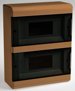 68018К Тусо Щит распределительный навесной ЩРн-П-18 Коричневый с прозрачной дверью