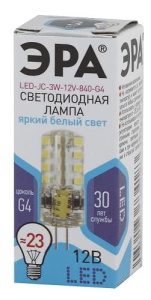 Лампа светодиодная LED JC-3W-12V-840-G4 ЭРА