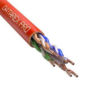 Кабель DATAREX PRO кат.6А, 4 пары U/UTP, жила 0,58, нг(А)-HF, красный, катушка 500м