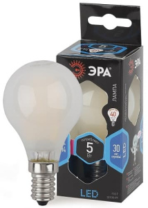 Лампа светодиодная F-LED Шар P45-5W-840-E14 frost ЭРА