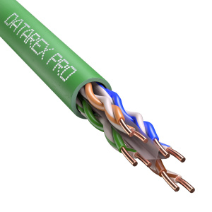 Кабель DATAREX PRO кат.6А, 4 пары U/UTP, жила 0,58, нг(А)-HF, зеленый, катушка 500м