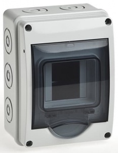 69003 Тусо Щит герметичный распределительный навесной ЩРН-П-3 Серый с прозрачной дверью