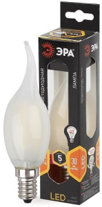 Лампа светодиодная F-LED Свеча на ветру матовая BXS-5W-827-E14 frost ЭРА