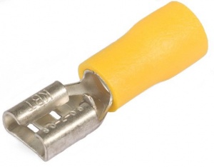 Разъемы плоские изолированные «мама» с ПВХ манжетой РПИ-М 6.0–(6.3) (жел) (100 шт) КВТ