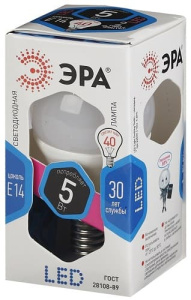 Лампа светодиодная LED Шар P45-5W-840-E14 ЭРА