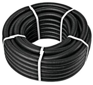 Труба гофрированная ПНД 20 мм с протяжкой легкая черная Электропласт (100м)