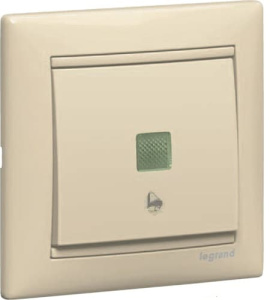 774315 Кнопка Слоновая кость Legrand Valena без фиксации с символом звонка с подсветкой