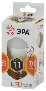 Лампа светодиодная LED Шар P45-11W-827-E14 ЭРА