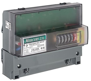 Счетчик Меркурий 231 АМ-01 3ф 5-60А 1 класс точн.; 1 тариф.; имп. вых. мех. креп. DIN-рейка Инкотекс