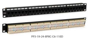 PP3-19-24-8P8C-C5E-110D Патч-панель 19", 1U, 24 порта RJ-45, категория 5e Hyperline