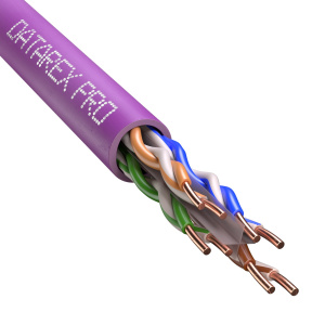 Кабель DATAREX PRO кат.6А, 4 пары U/UTP, жила 0,58, нг(А)-HF, маджента, катушка 500 м