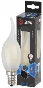 Лампа светодиодная F-LED Свеча на ветру матовая BXS-5W-840-E14 frost ЭРА