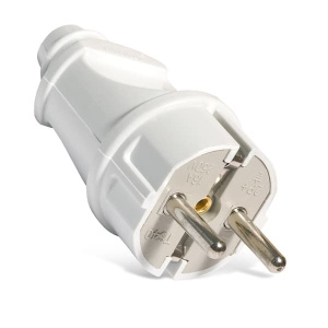 Вилка UNIVersal прямая с заземлением белая 16А 250В