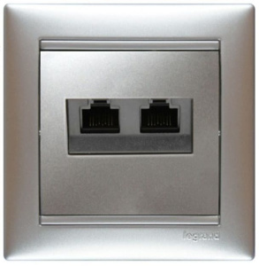 770239 Розетка Алюминий Legrand Valena компьютерная 2xRJ45 кат. 5e UTP