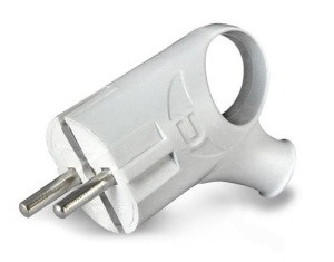 Вилка UNIVersal угловая с ушком с заземлением белая 16А 250В