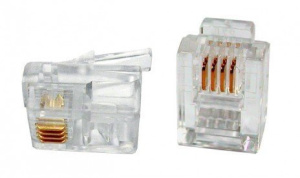 Hyperline PLUG-6P4C-P-C2-100 Телефонный разъем RJ-12(6P4C) (3 µ"/ 3 микродюйма) (100 шт) 