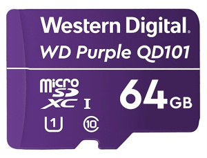 MicroSDHC 64ГБ, Class 10 UHS 1 (WDD064G1P0C) Карта памяти WD Purple SC QD101 Ultra Endurance Western Digital