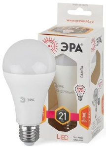 Лампа светодиодная LED Груша A65-21W-827-E27 ЭРА