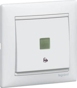 774415 Кнопка Белая Legrand Valena без фиксации с символом звонка с подсветкой