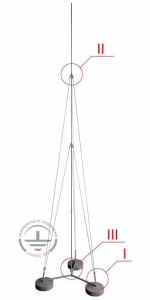 GALMAR Молниеприемник мачта (6 метров; на 3х бет. осн.; односту. троссовая поддержка; оцинк. сталь.)