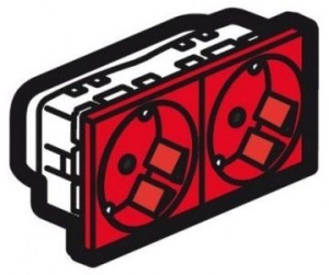 Legrand Mosaic 077272 Модуль розетки 2х2К+3 под уголом 45°,красный