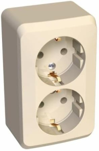 PA16-008K Розетка Кремовая Schneider Electric Этюд 2-я со шторками и с заземлением