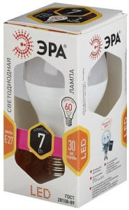 Лампа светодиодная LED Груша A60-7W-827-E27 ЭРА