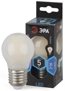 Лампа светодиодная F-LED Шар P45-5W-840-E27 frost ЭРА