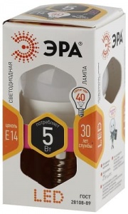 Лампа светодиодная LED Шар P45-5W-827-E14 ЭРА
