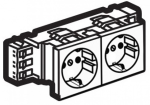 Legrand Mosaic 077402 Модуль розетки 2х2К+З,проходной,безвинтовые зажимы,белый