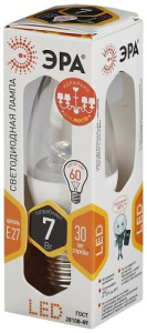 Лампа светодиодная LED Свеча B35-7W-827-E27-Clear ЭРА