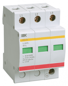 Ограничитель импульсных перенапряжений УЗИП ИЭК ОПС1-C 3P In20kA Un400B Im40kA