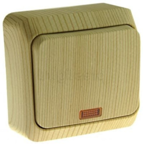 BA10-005D Выключатель Сосна Schneider Electric Этюд 1кл. с подсветкой