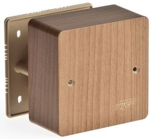 65015-08М Тусо Коробка распаячная для открытой проводки Рувинил под структуру дерева- Дуб 85х85х42мм