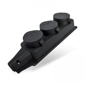 Колодка UNIVersal тройная с заглушками с заземлением каучук 16А 250В IP44