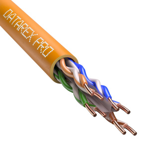 Кабель DATAREX PRO кат.6А, 4 пары U/UTP, жила 0,58, нг(А)-HF, оранжевый, катушка 500м