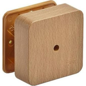 65005-38М Тусо Коробка распаячная для открытой проводки Рувинил под структуру дерева- Бук 80х80х25мм