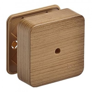 65005-08М Тусо Коробка распаячная для открытой проводки Рувинил под структуру дерева- Дуб 80х80х25мм