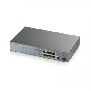 GS1300-10HP-EU0101F Коммутатор PoE+ для IP-видеокамер rack 19", 9xGE (8xPoE+), 1xSFP, бюджет PoE 130 Вт ZYXEL