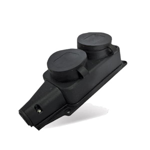 Колодка UNIVersal двойная с заглушками с заземлением каучук 16А 250В IP44