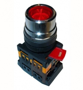 Кнопка ABLF-22 красный d22мм неон/240В 1з+1р IEK
