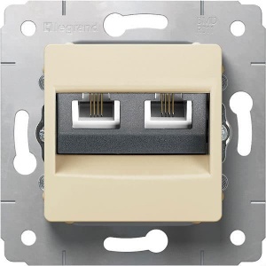 773739 Розетка двойная телефонная RJ11 Legrand Cariva Слоновая кость