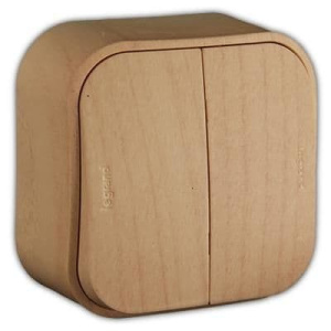 782266 Переключатель двухклавишный Дерево Legrand Quteo